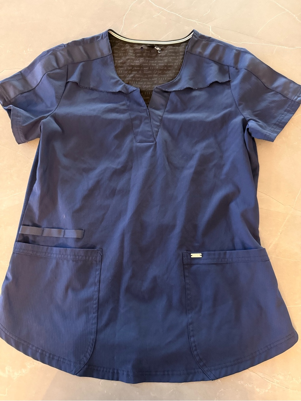 Elle Navy Short Sleeve V-Neck Medical Scrub Top
